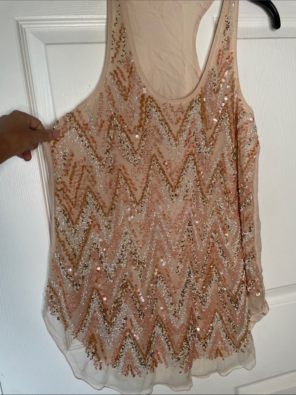 Calypso St. Barth Beaded Front Racerback Tank Top 100% Silk - Picture 2 of 5